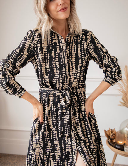 Serpentina Black/Beige - Maxi Jurk