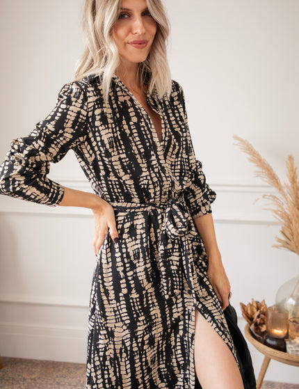 Serpentina Black/Beige - Maxi Jurk