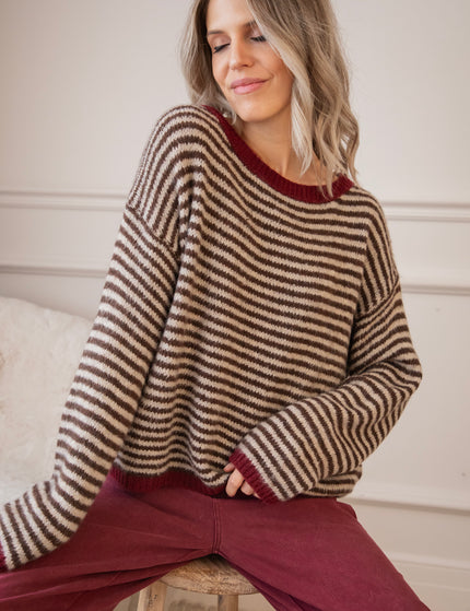 Simply Striped Beige/Choco - Trui