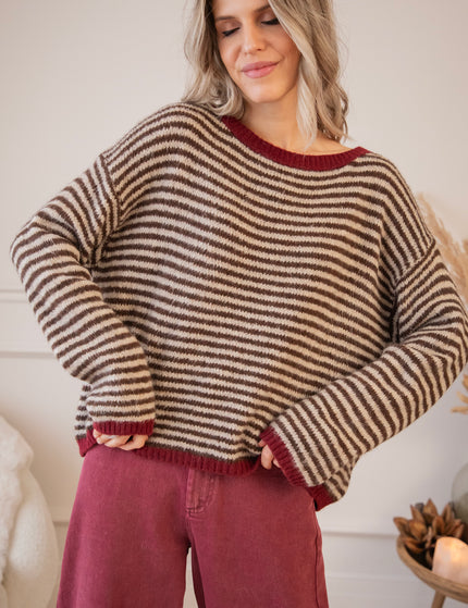 Simply Striped Beige/Choco - Trui