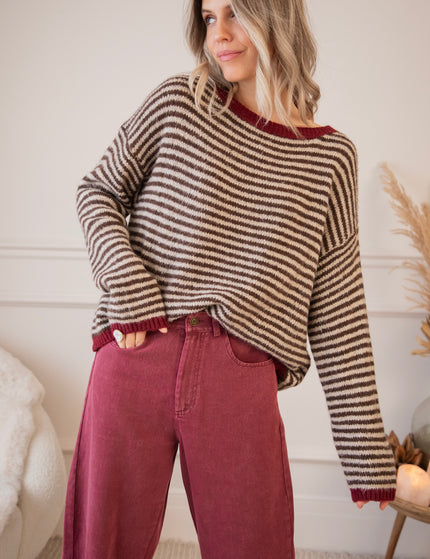 Simply Striped Beige/Choco - Trui