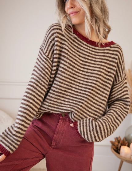 Simply Striped Beige/Choco - Trui