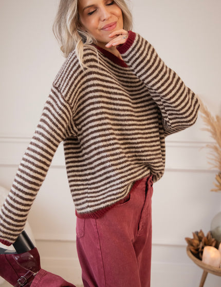 Simply Striped Beige/Choco - Trui