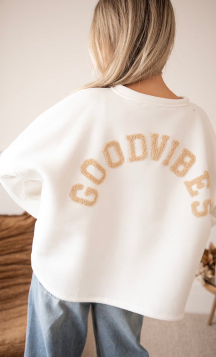 Pullover - Lily Good Vibes - Offwhite/Taupe