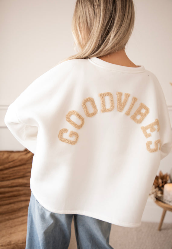 Lily Good Vibes Off White/Taupe - Sweater