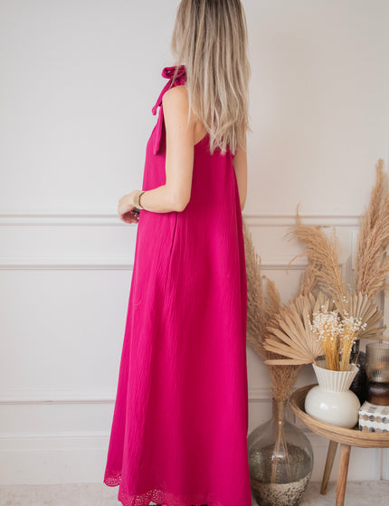 Bow One Shoulder Fuchsia - Maxi Dress