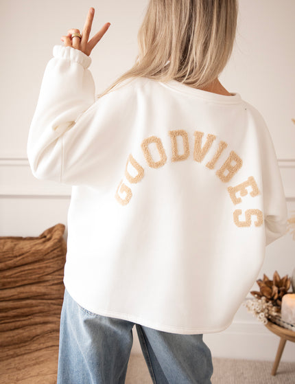 Pullover - Lily Good Vibes - Offwhite/Taupe