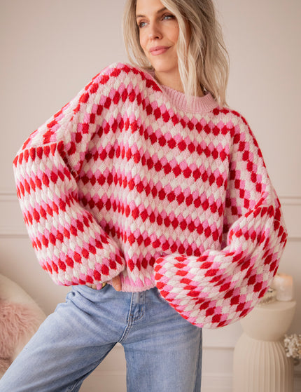 Bubbly Dreams Baby Pink/Red - Trui