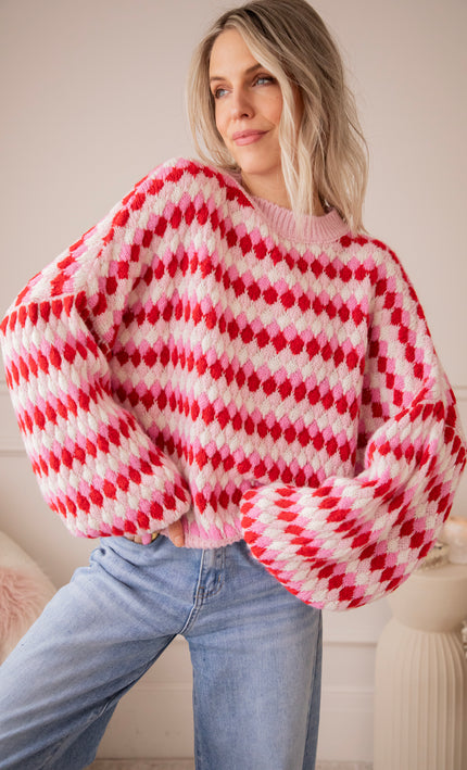 Bubbly Dreams Baby Pink/Red - Trui