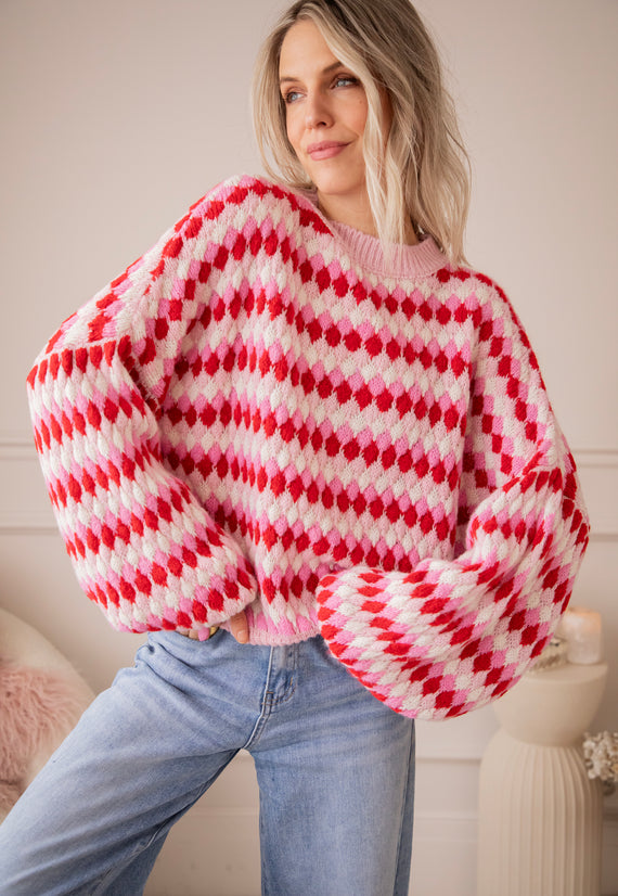 Bubbly Dreams Baby Pink/Red - Trui