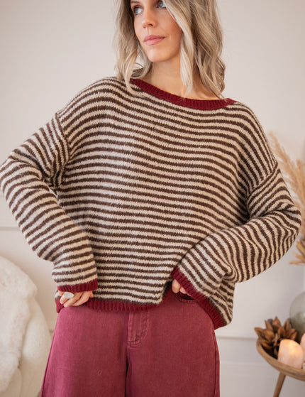 Simply Striped Beige/Choco - Trui