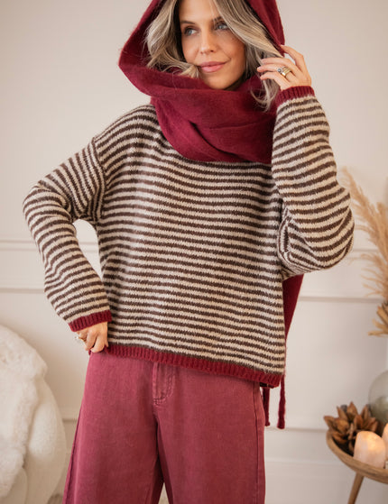 Simply Striped Beige/Choco - Trui