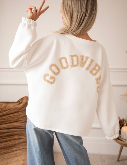 Pullover - Lily Good Vibes - Offwhite/Taupe