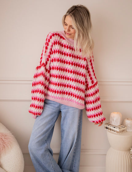 Bubbly Dreams Baby Pink/Red - Trui