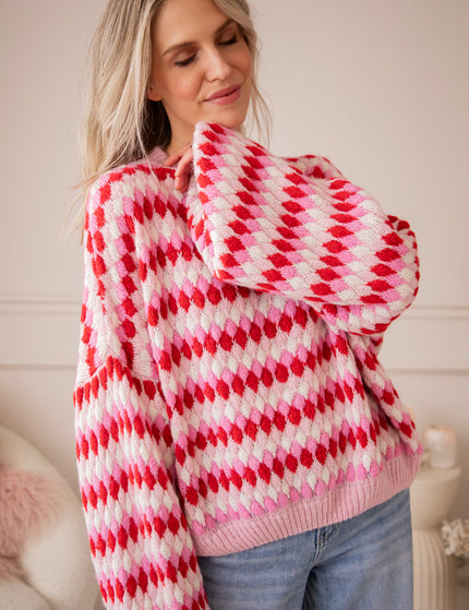 Bubbly Dreams Baby Pink/Red - Trui