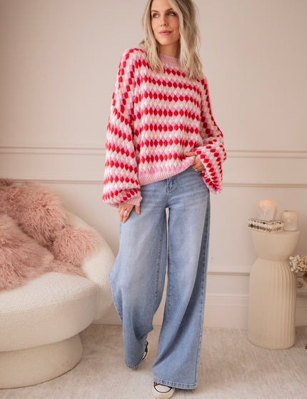 Bubbly Dreams Baby Pink/Red - Trui