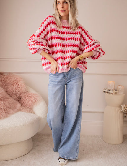 Bubbly Dreams Baby Pink/Red - Trui