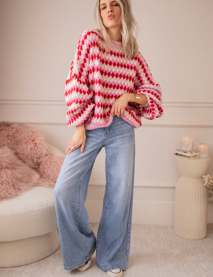 Bubbly Dreams Baby Pink/Red - Trui