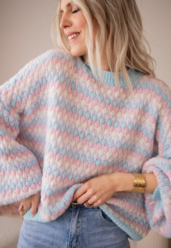 Bubbly Dreams Baby Blue/Baby Pink - Trui