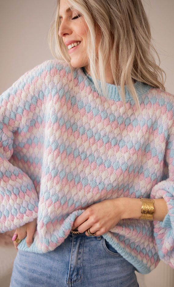 Bubbly Dreams Baby Blue/Baby Pink - Trui