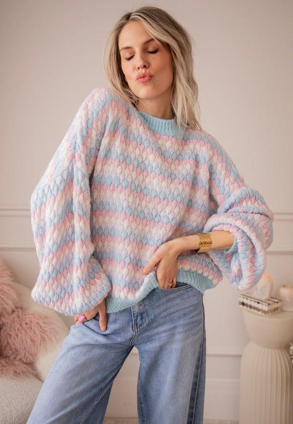 Bubbly Dreams Baby Blue/Baby Pink - Trui