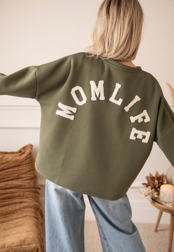 Pullover - Lily Momlife - Armygrün/Beige