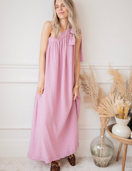 Bow One Shoulder Mauve - Maxi Jurk