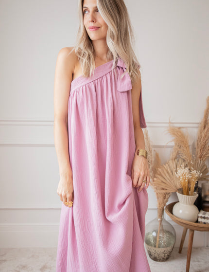 Bow One Shoulder Mauve - Maxi Jurk