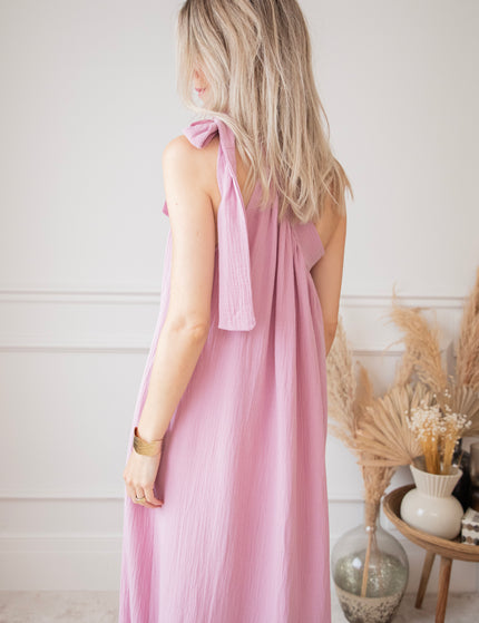 Bow One Shoulder Mauve - Maxi Dress