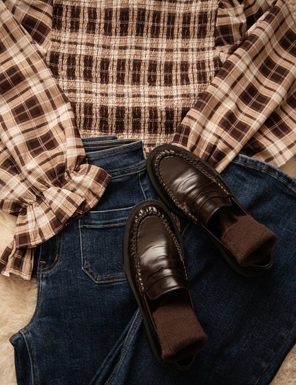 Meet Me In Plaid Brown/Beige - Blouse