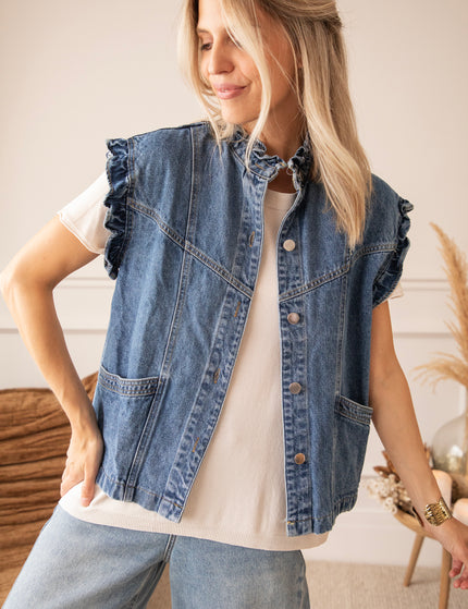 Sleeveless Ruches  Blue - Jacket