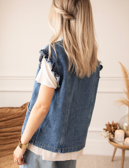 Sleeveless Ruches  Blue - Jacket