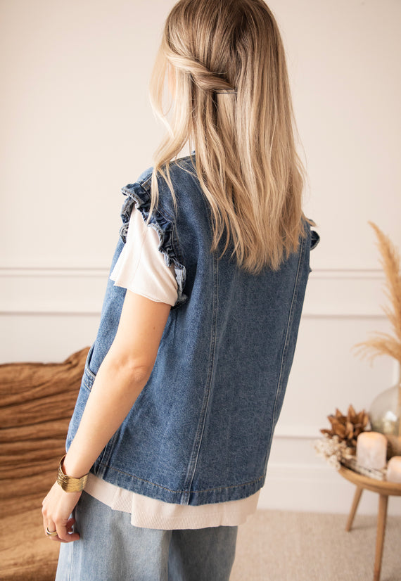 Sleeveless Ruches Blue - Jacket