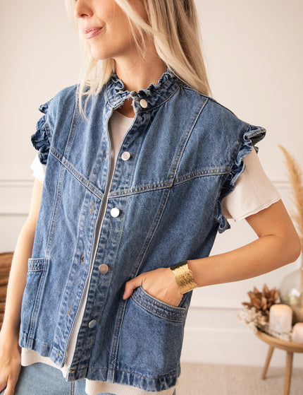 Sleeveless Ruches  Blue - Jacket