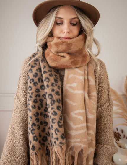 Two Sided Spots Black/Camel - Scarf