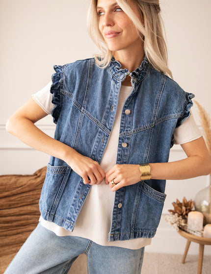 Sleeveless Ruches  Blue - Jacket
