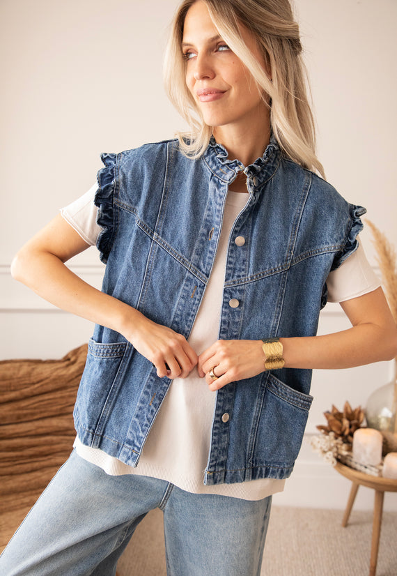 Sleeveless Ruches Blue - Jacket