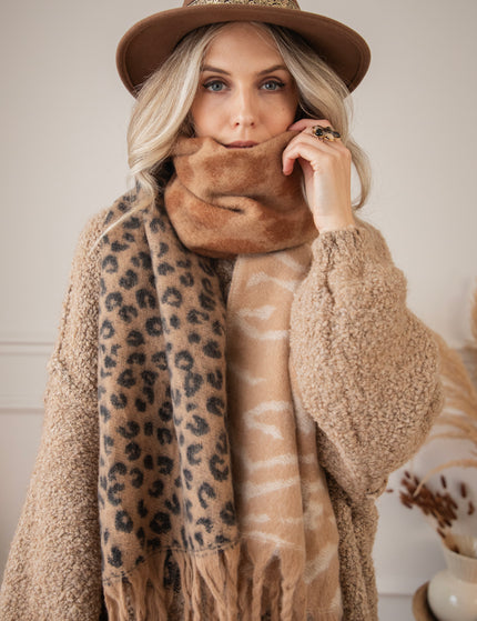 Two Sided Spots Black/Camel - Scarf