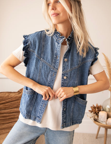 Sleeveless Ruches  Blue - Jacket