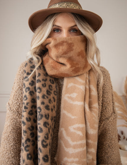 Two Sided Spots Black/Camel - Scarf