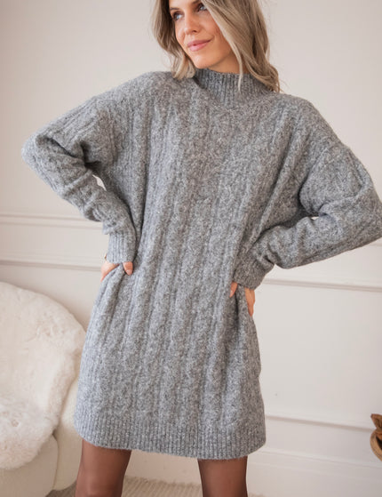 Cable Charm Dark Grey - Sweater Dress