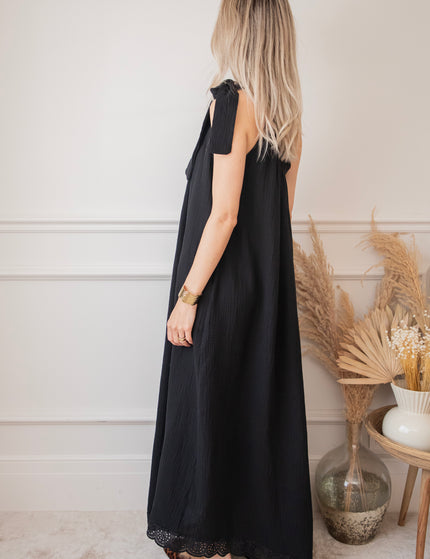 Bow One Shoulder Black - Maxi Dress