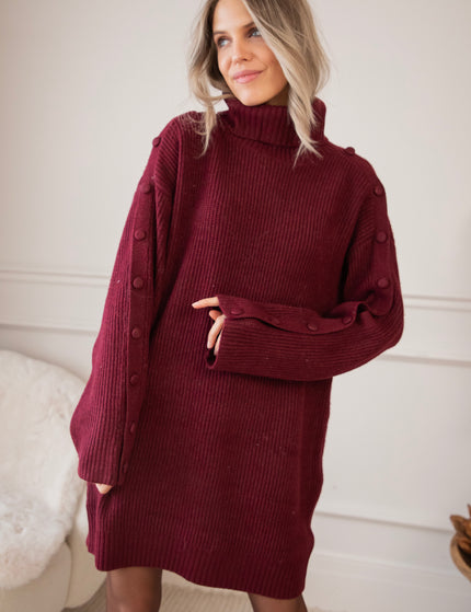 Baggy Button Bordeaux - Sweater Dress