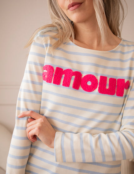 Amour Stripes Baby Blue/Fuchsia - Longsleeve