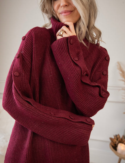 Baggy Button Bordeaux - Sweater Dress