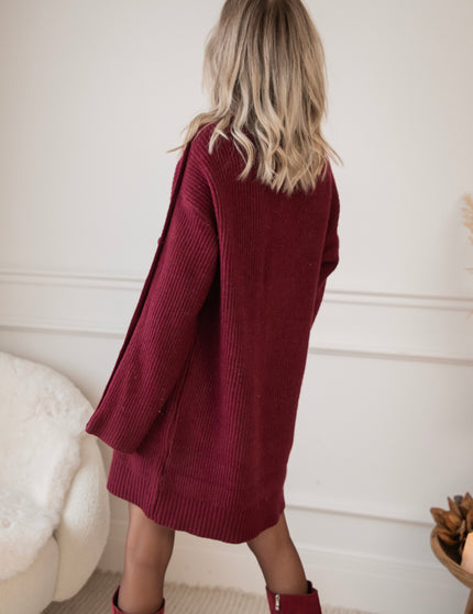 Baggy Button Bordeaux - Sweater Dress