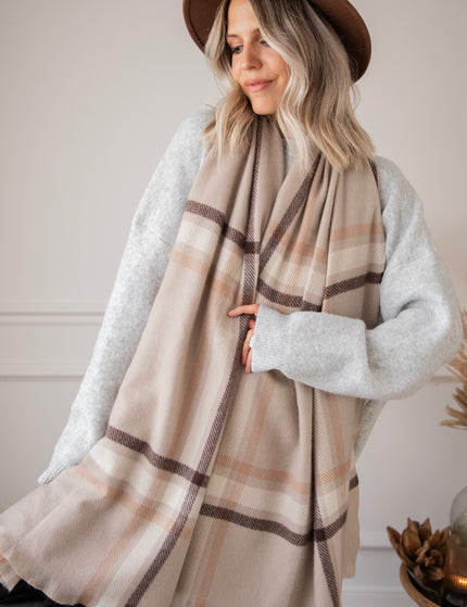 Liva Plaid Taupe - Sjaal