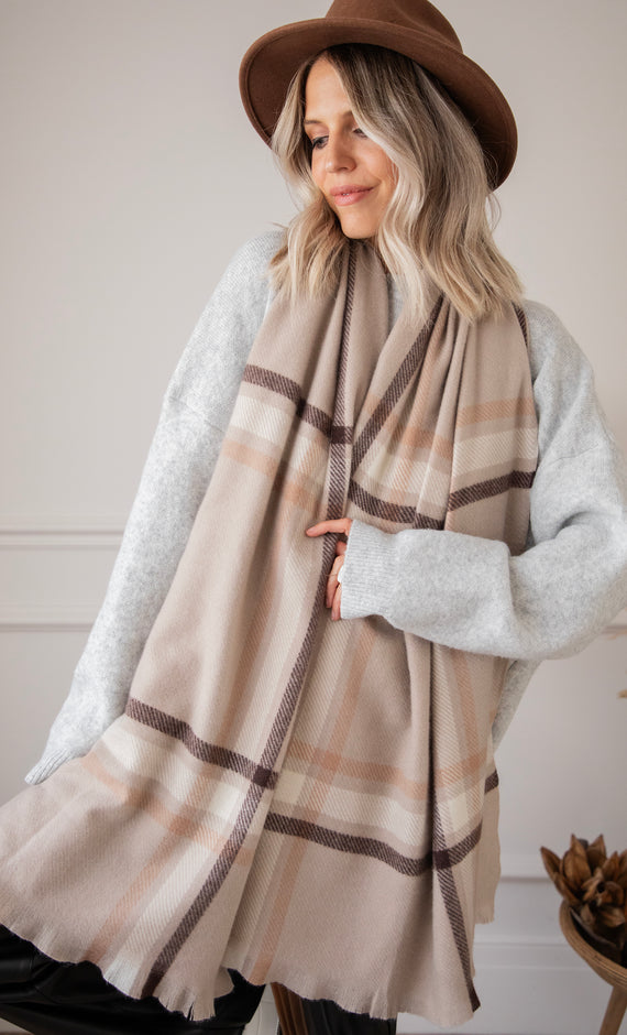 Schal - Liva Plaid - Taupe