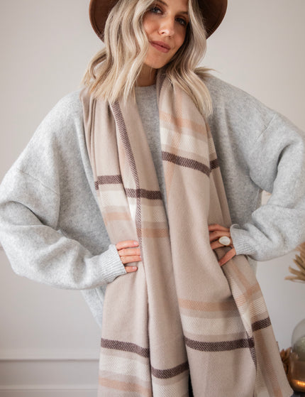 Liva Plaid Taupe - Sjaal
