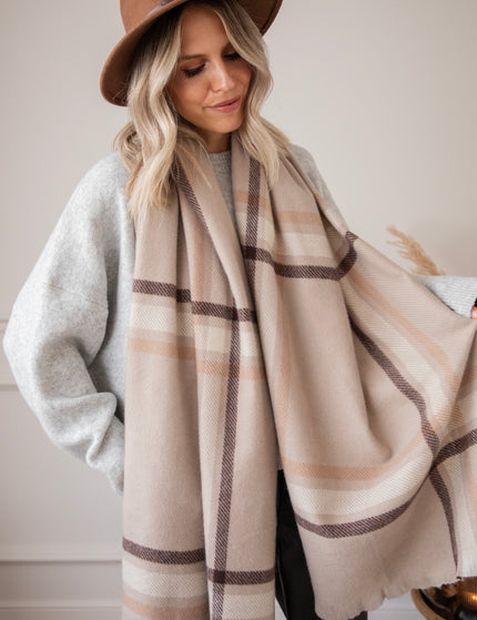 Liva Plaid Taupe - Sjaal